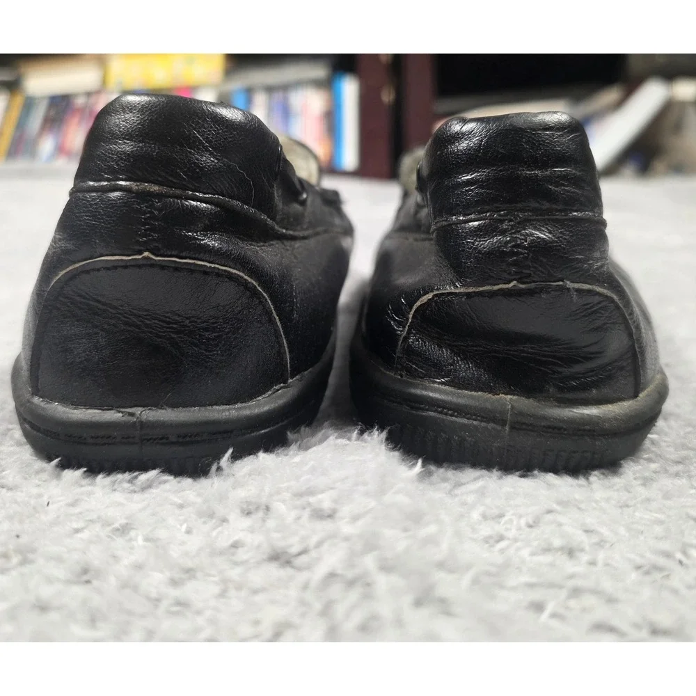 Unbranded Moccasin Slippers Mens 11 Black Leather Faux Fur Lined House Shoes